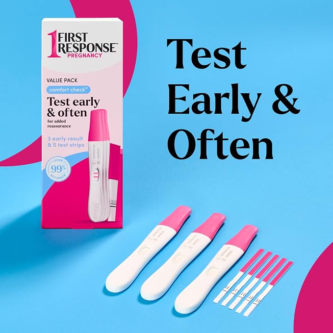 FIRST RESPONSE Comfort Check Pregnancy Test, 8 Count, Pink & White