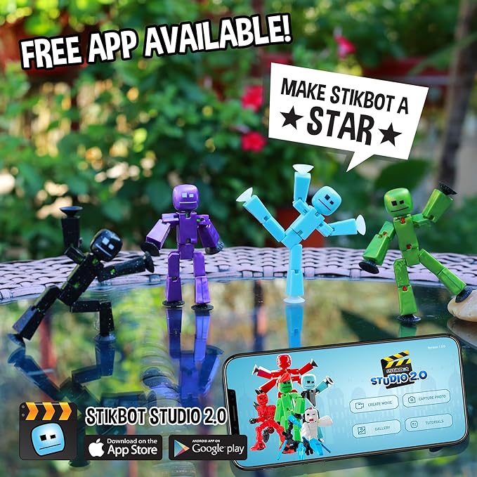 Zing StikBot Single Pack - Includes 1 StikBot - Collectible Action Figures and Accessories, Stop Motion Animation, Ages 4 and Up (Ice Blue)