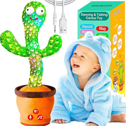 Rechargeable Baby Toys Dancing Talking Cactus Toy for Baby, Volume Adjustable, Singing, Mimicking, Repeating, Baby Infant Toys for Girls Boys, Valentine's Day Gifts for Kids Baby Todder