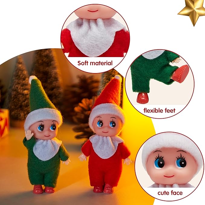 JOYIN 2 Pcs Christmas Elf Plush Doll Tiny Soft Plush Toy Doll for Kids Accessories Party Favors Xmas Party Supplies Christmas Decor, Xmas Gift