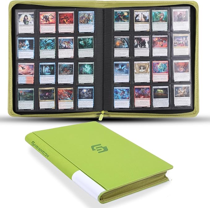 Snekdy premium 1024-pocket trading card binder, 16-pocket cards album, waterproof PU-leather Cover album with side loading, holds gaming, baseball, basketball & sports cards (Cyan)