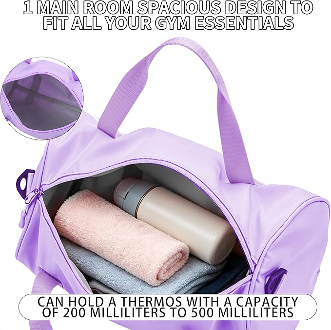 Ballet Dance Bag Mini Gym Bag Lightweight Small Duffle Bag 10L Cute Crossbody Bag for Yoga Swimming Sport (Purple)