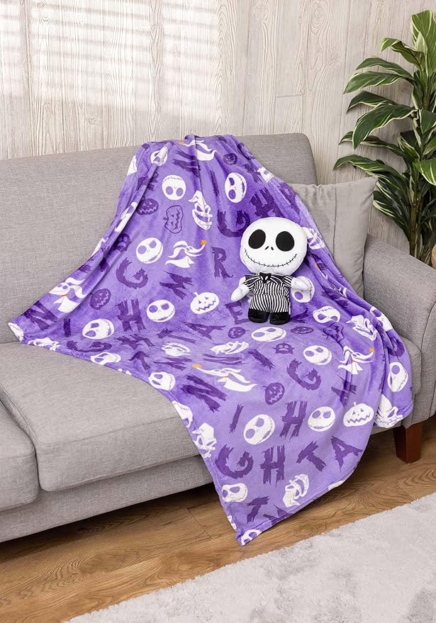 Northwest Character Hugger Pillow & Silk Touch Throw Blanket Set, 40" x 50", Nightmare Before Christmas - Nightmare Friends