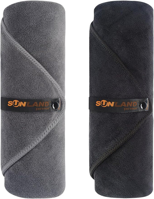 SUNLAND Microfiber Gym Bath Towel Ultra Soft Travel Camping Towel Super Absorbent Swimming Sport Yoga Sweat Towels with Straps for Adults and Children