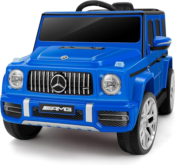 ELEMARA Licensed Mercedes-Benz AMG G63 Ride on Toys,All-Terrain Kids Car with 2.4G Remote Control,Battery Powered Electric Ride On Vehicle w/Bluetooth,Dual Mode of Flashing Light/LED Light,Music,Blue