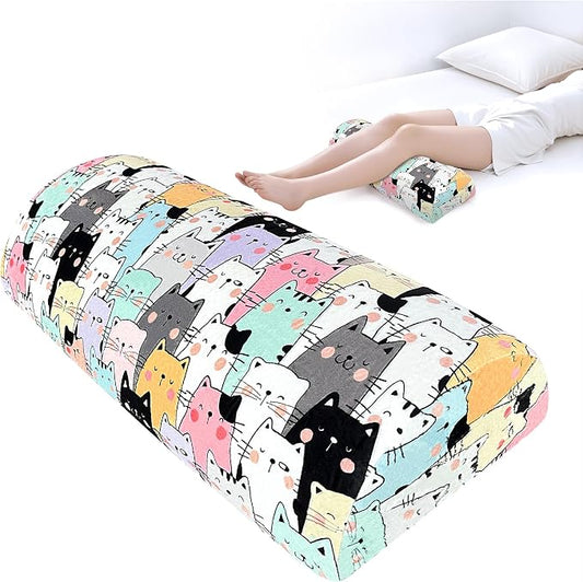 Knee Pillow for Back Sleeping – Half Moon Bolster Pillow for Under Knee While Sleeping Support, Leg & Back Pain Relief (21.5x9x5 Inches)