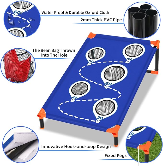 NZQXJXZ Portable Cornhole Board Set with 8 Bean Bags Corn Hole Toss Game Cornhole Games for Indoor and Outdoor Parties, Ideal for Kids, Adults, Camping Travel,Parties,Beach, Yard