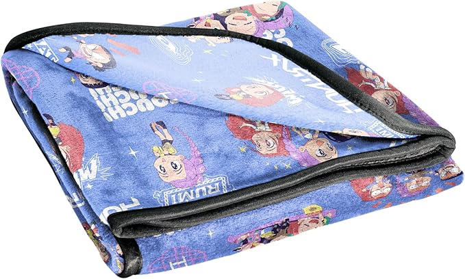 Jay Franco Kids Plush Throw Blanket – Ultra Soft Cozy Plush Fleece for Bed, Couch, Sofa, Home Décor, Official Licensed Huntrix, Purple - Kpop Demon Hunters, 40x50 - Travel Blanket