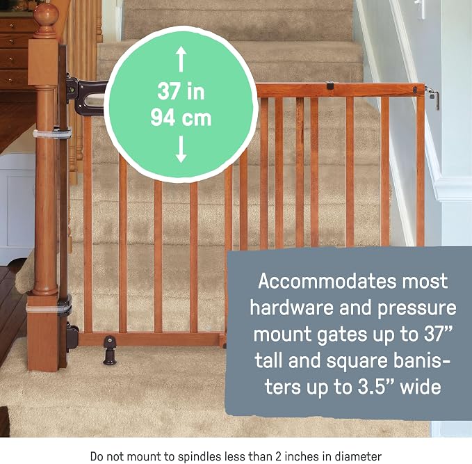 Summer Infant Banister to Banister Gate Mounting Kit - Fits Round or Square Banisters, Accommodates Most Hardware & Pressure Mount Baby Gates up to 37” Tall, Gate Sold Separately