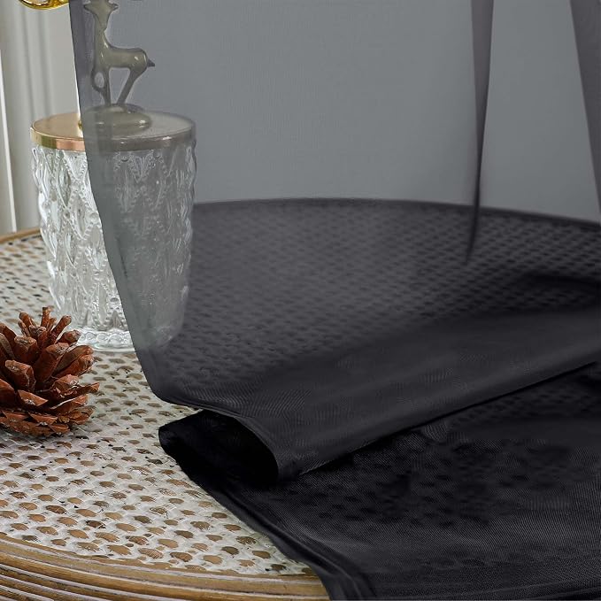 OWENIE Black Sheer Curtains 68 Inch Length 2 Panels Set for Bedroom Living Room, Light Filtering Voile Sheer Curtains, Airy Rod Pocket Farmhouse Curtain, Black, Each 42Wx68L inch