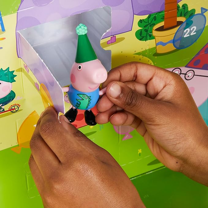 PEPPA PIG George's Party Advent Calendar with 24 Surprise Toys and Stickers Including 5 Figures, Preschool Toys for Girls and Boys 3 and Up (Amazon Exclusive)