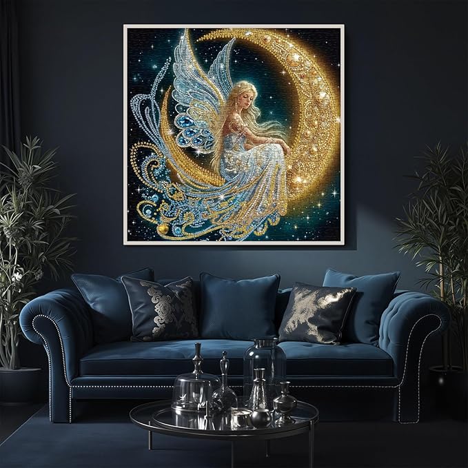 Beautiful Moon Angel Puzzles for Adults 1000 Pieces, Colorful Diamond Gem Aesthetic Jigsaw Puzzles, Impossible Pretty Art 1000 Piece Challenging Puzzle