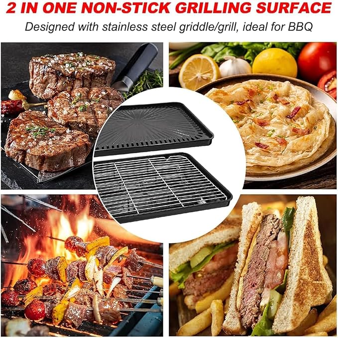 Portable Butane Stove - Compact Gas Grill Stove with Detachable Grate + Durable Carry Case | Dual Fuel Tabletop BBQ for Camping, Korean BBQ, Tailgating | Fast Stainless Steel Outdoor Cooker