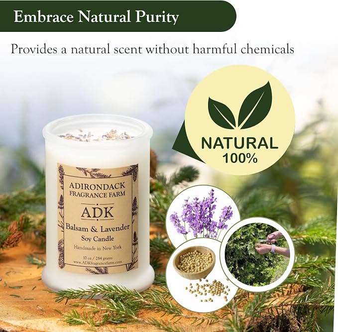 Adirondack Fragrance & Flavor Farm Balsam & Lavender Scented Candle 20 Oz | Proudly Poured in The USA, Natural Aromatherapy Wax for Relaxation, Home Décor, Kitchen, Gift and Living Spaces