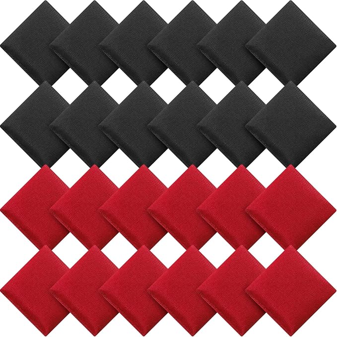 Sotiff 24 Pcs Bean Bags Mini Nylon Cornhole Bean Bags for Kids Tossing Fun Sports Outdoor Family Games Carnival Toy Patriotic Small Beanbag Hand Toss Party Game Supplies for Kid Adult (Red Black)