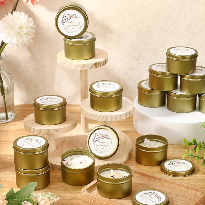 Nuanchu 20 Pcs Wedding Candles Favors for Guests Bulk 3 oz Thank You Soy Wax Flower Scented Candles Jar for Birthday Wedding Bridal Baby Shower Party Gift