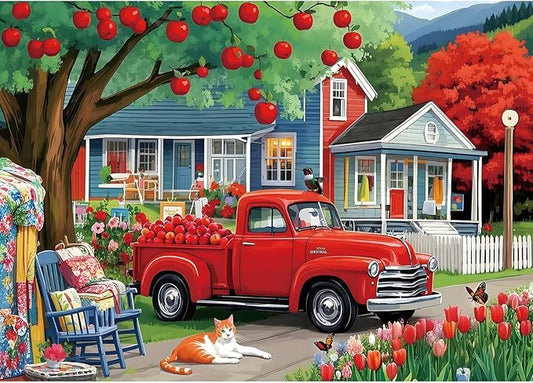 Spring Countryside 1000 Piece Puzzle for Adults Clearance, Fun Puzzles for Adults with HD Print & Poster, 27.5" X 19.7" Dust Free, for Gifts Christmas Family Games