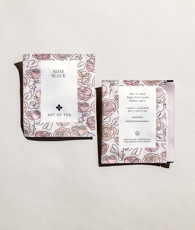 Art of Tea Rose Black Tea, 50 Count Premium Floral Black Tea Bags, Smooth Caffeinated Black Tea with Rose Petals, Gourmet Aromatic Tea Bags for Morning or Afternoon Tea
