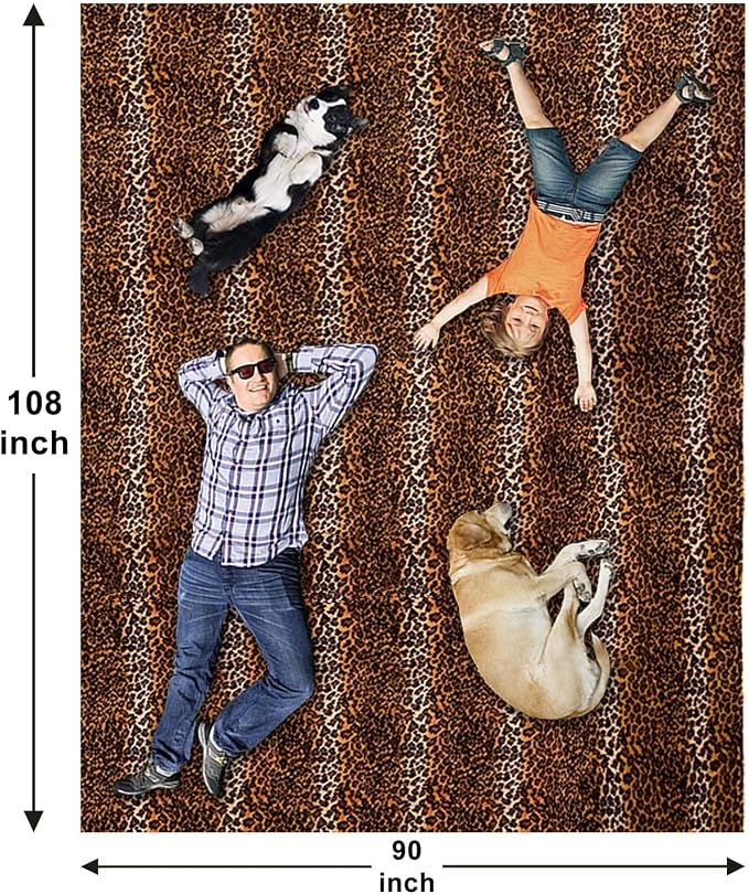 Bnuitland Leopard Print Flannel Blanket, Large Size 108x90 Inches for Bed Couch Travel, 300 GSM Double Sided Cheetah Print Super Soft Fuzzy Fluffy Fleece Blanket for Adults