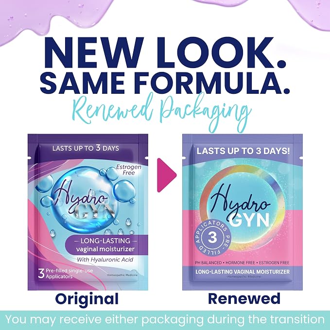 Hydro GYN Vaginal Moisturizer | Long Lasting for Vaginal Dryness & Irritation | Hyaluronic Acid & Vitamin E | Feminine Care Hormone Free | Pre and Post Menopausal | 3 Pre Filled Applicators