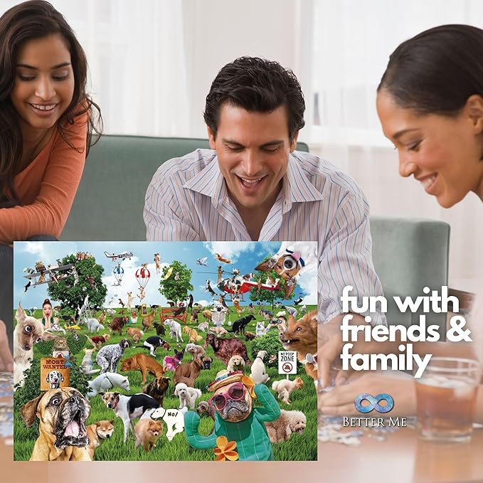 Pooping Puppies Park Party 1000-Piece Puzzle for Adults - Funny Pooping Dogs Jigsaw Puzzle for Dog Lovers & Puppy Owners, Great Prank Gift (1000 Pieces)