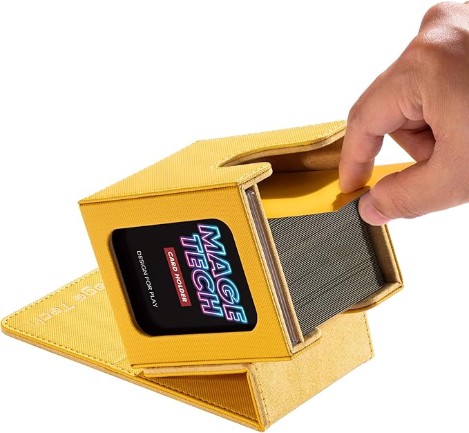 Commander Deck Box Lite - Card Display with Snap Card Holder & Removable Cover, Fits 100+ Single-Sleeved Cards, Ideal for MTG, PTCG, OPCG, SWU & More (Yellow)