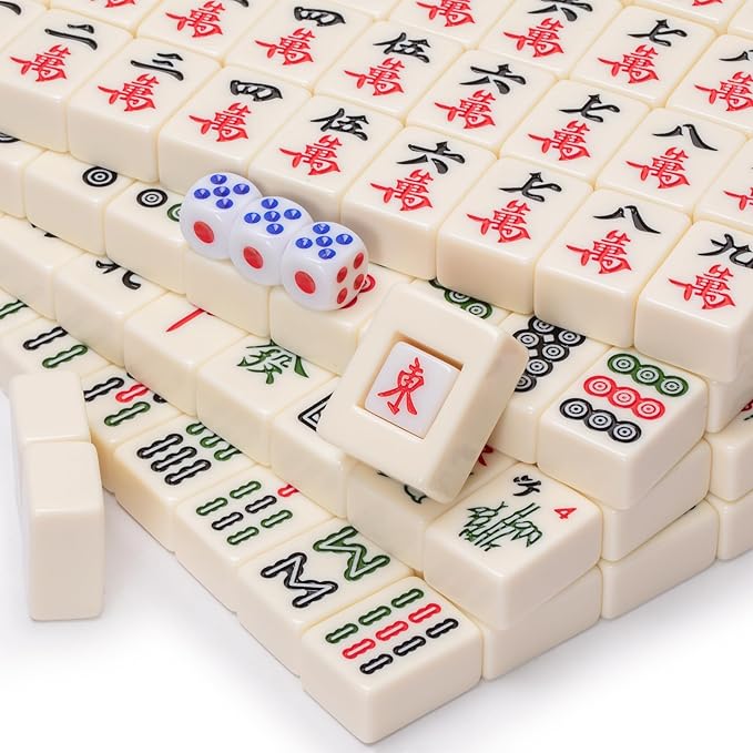 Small Size Chinese Mahjong Set, “Rogue Classic” with 146 Ivory Colored Tiles, Vinyl Case, Wind Indicator and Dice - for Chinese Style Gameplay Only [經典象牙」中國麻將] by Yellow Mountain Imports