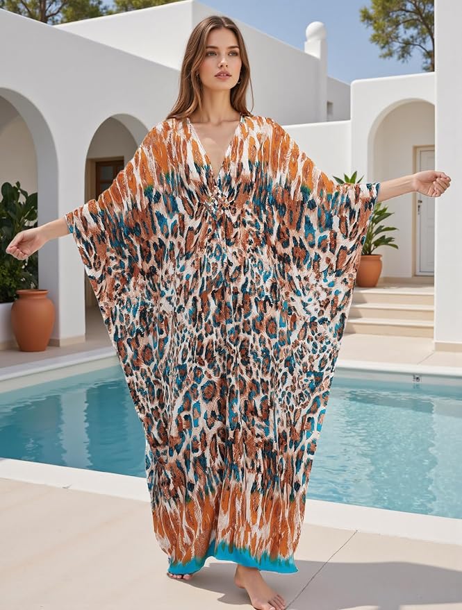 Mumu Dresses for Women Plus Size, Bohemian Kaftan Beach Cover Up Long Maxi Nightgown Soft Loungewear