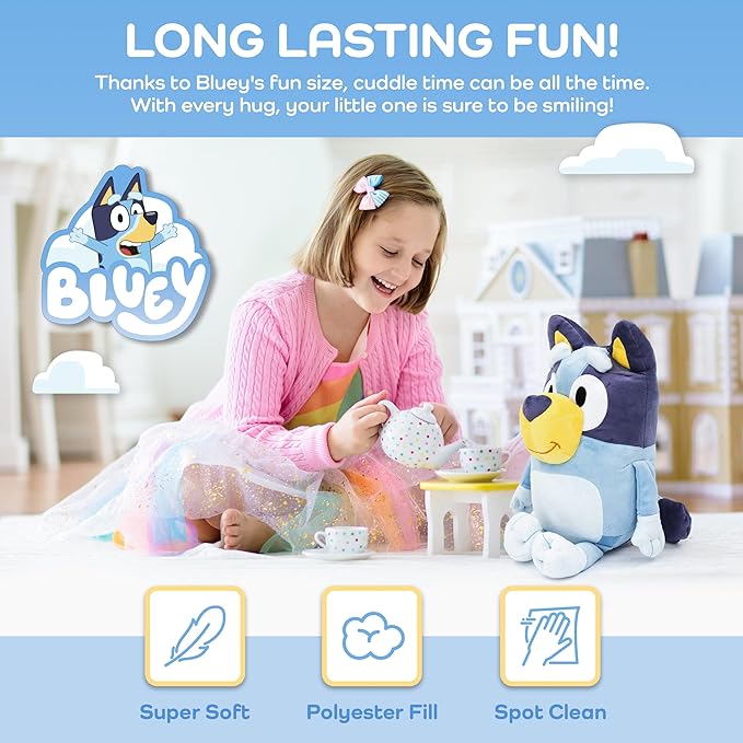 Jay Franco Bluey Plush Pillow Buddy - Super Stuffed Soft Character Pillow - Polyester Microfiber, 19 Inches