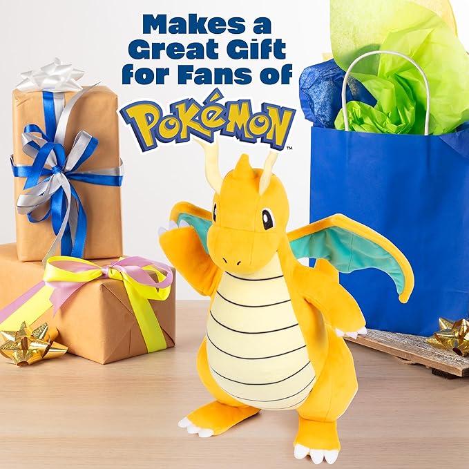 Pokémon 12" Dragonite Plush - Officially Licensed - Generation 1 Dratini & Dragonair Evolution - Authentic Soft Stuffed Animal Toy Figure - Christmas Stocking Stuffer Gift for Kids, Boys, Girls - 2+