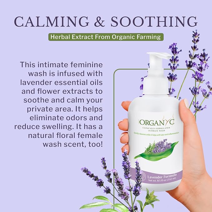 Organyc Feminine Intimate Wash for Sensitive Skin, 250 ml, pH-Balanced Cleanser with Organic Lavender & Botanical Extracts