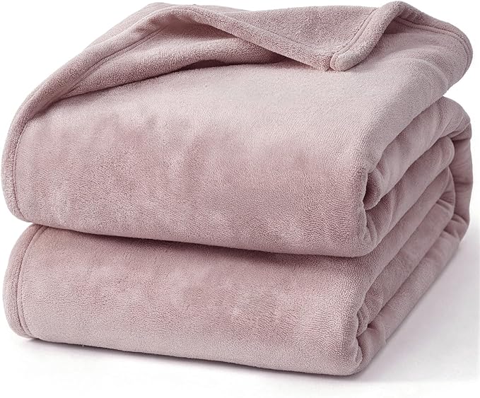 Hansleep Throw XL Pink Fleece Blanket, Soft Flannel Bed Blanket | Fuzzy Cozy Blanket 50x70 Inches, Multi-use for Bed, Sofa, Couch, Travel, Camping, All Season Warm Lightweight Cover