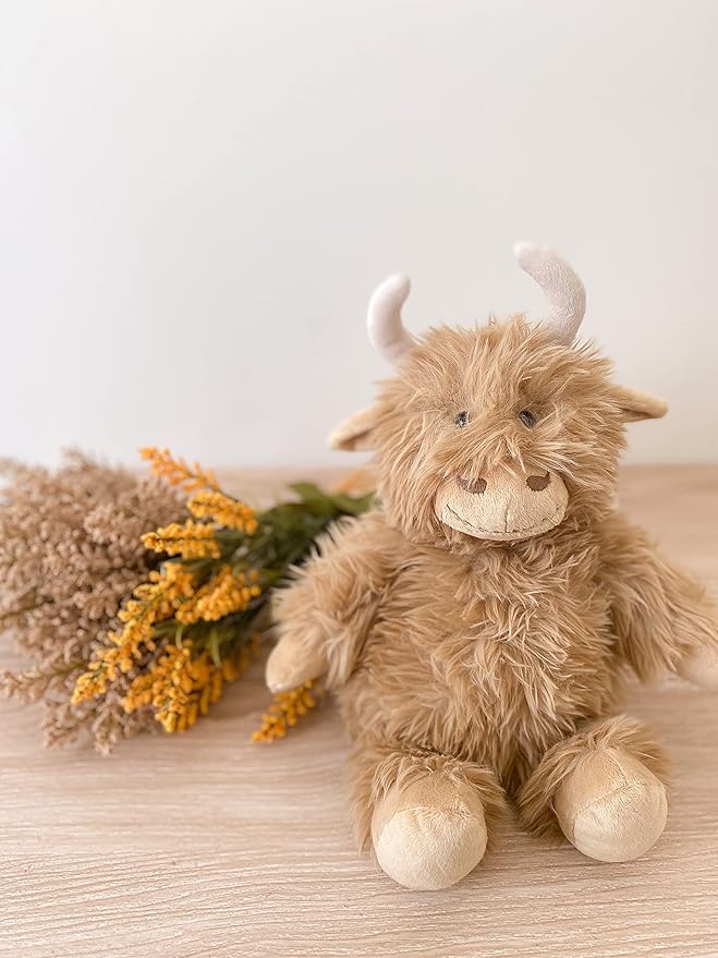 MON AMI Mac The Highland Cow Stuffed Animal – 12”, Soft Plush Cow, Farm Animals, Use as Toy/Nursery Room Décor, Great for Kids of All Ages