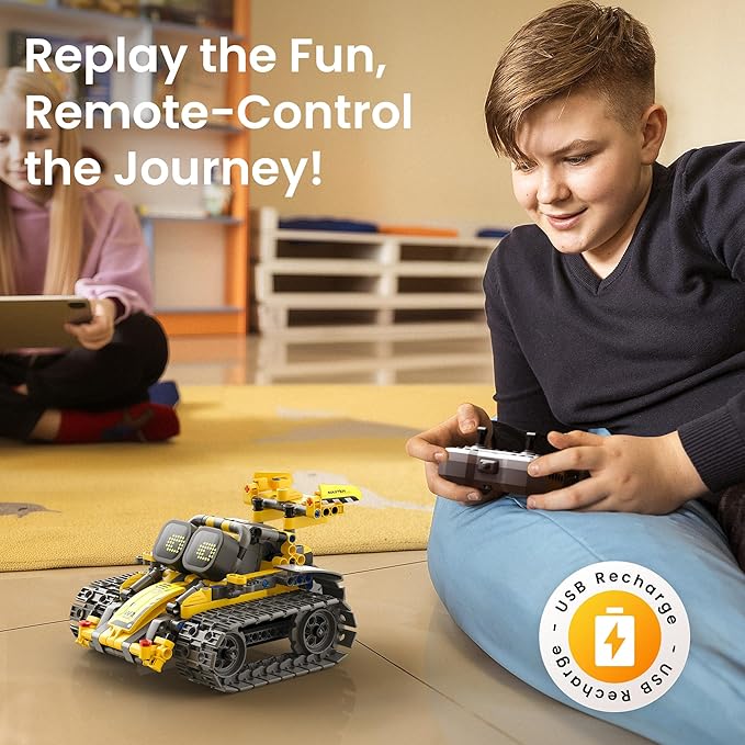 Sillbird Robot Building Kit with Remote Control for Boys Ages 8-14, STEM Coding Robotics Technic Toy Birthday Creative Gifts for Kids, Buildable 5in1 Models with 435 Pieces