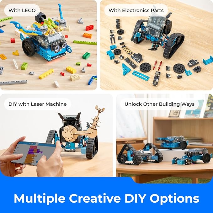 Makeblock mBot2 Rover Emo Robot Programming for Kids, Interactive Robotics Kit Learning and Outdoor Play, Remote Control Coding for Kids 8-12 and up, STEM Educational Building Toys Gifts