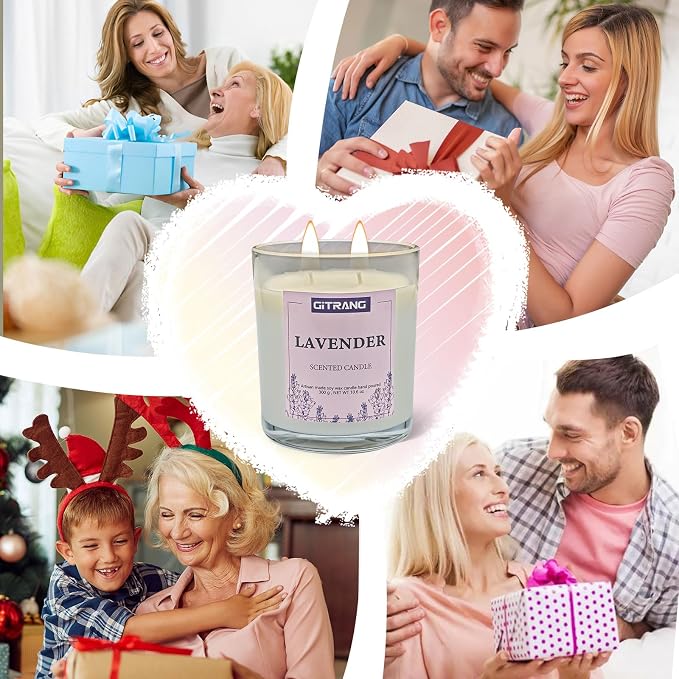 Lavender Scented Candle, 31.8 oz Soy Wax Candles for Home Aromatherapy, Relaxation Gifts for Women, Long Lasting Time (240-270 Hrs) for Bedroom Yoga Garden Patio Birthday Party,Set of 3