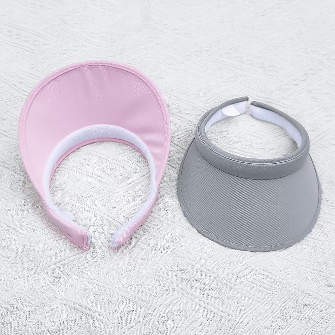 2 Pack Sun Visor Hats Women Men Clip On Wide Brim Visors Hat Outdoor Sports Golf Beach Travel Tennis Caps