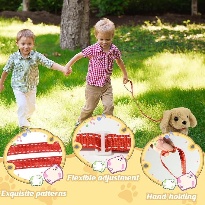 Plush Toys Walking Dog Toys That Can Walk, Bark and Wag Tail,Interactive Electronic Pet Toys Puppy with Leash,Easter Christmas Birthday Gift for Toddlers Kids