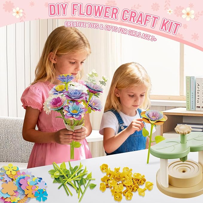 Crafts for Girls 8-12,Craft Kits DIY Fabric Flower Bouquet,Build Your Own Flowers,Toys for 8-12 Years Old,Educational Arts & Crafts Activity, Gardening Pretend Play, 8-12 Year Old Girl Birthday Gifts