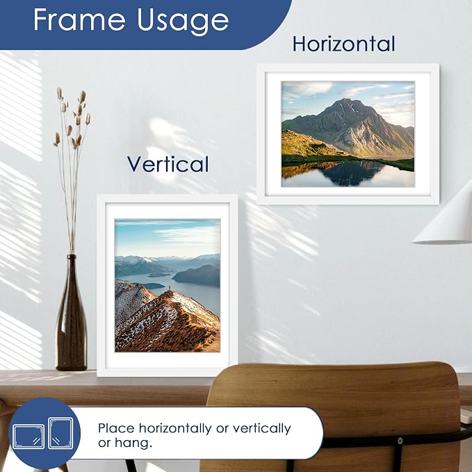 18x24 Poster Frame Set of 6, Wall Mount Display, White | Display Pictures 16x20 with Mat or 18x24 Without Mat, Horizontal or Vertical, Gallery Wall Frame Set, Wedding Birthday Gifts