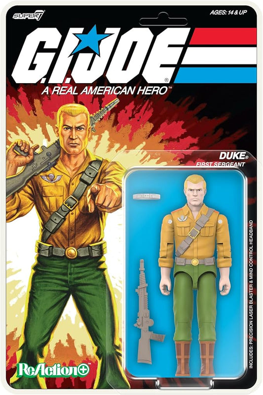 Super7 Reaction+ G.I. Joe Duke (Cartoon) - 3.75" G.I. Joe Action Figure with Accessories Classic Cartoon Collectibles and Retro Toys