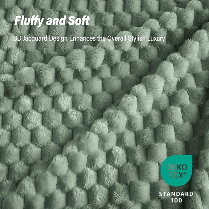 Bnuitland Sage Green Flannel Throw Blanket (50X70 inches), 300 GSM Fleece Cozy Warm Soft Home Decor Lightweight Bed Sofa Blanket for Adults, Suitable for All Seasons.
