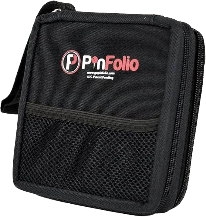 PinFolio Mini Show Pin Display Bag, Lightweight & Compact Mini Sports Pin Book with Carry Strap for Easy Trading Up to 48 1-Inch Enamel Pins (Pink & Light Pink)