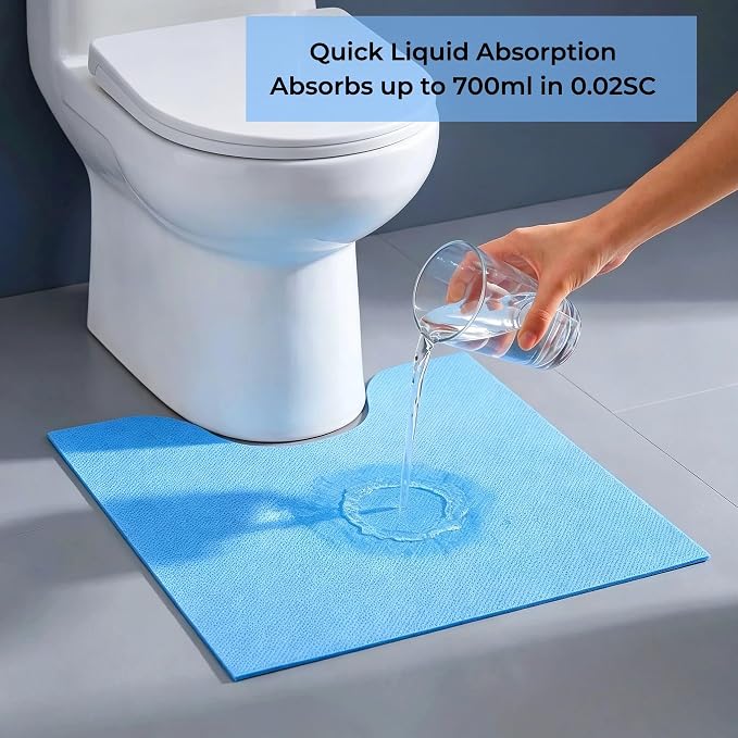 Upgraded 25 Pack Disposable Toilet Mats, Non-Slip Floor Protector from Urine, 4 Corners Adhesive, Super Absorbent Toilet Mats for Bathroom, Potty Training, Elderly, Travel, RV, Family, Pet Use