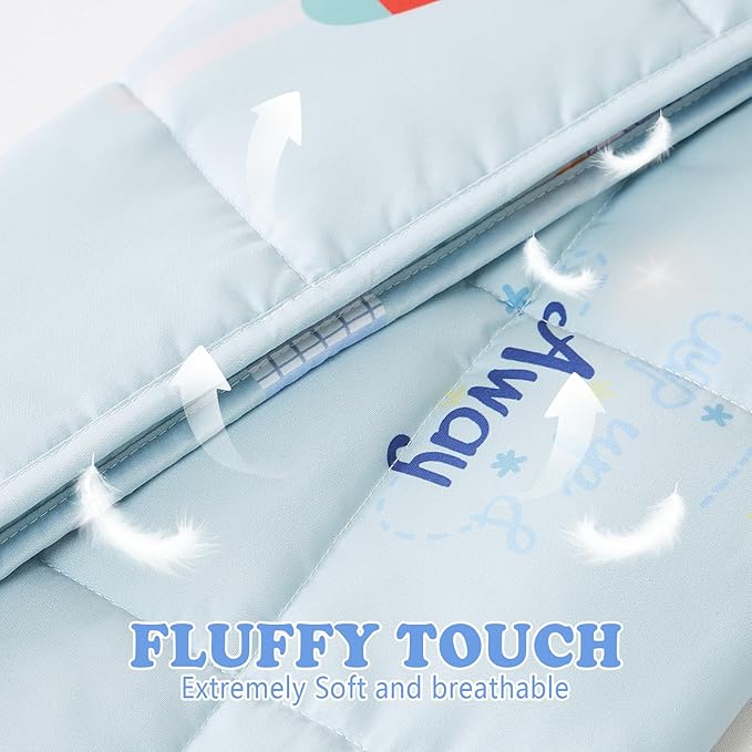 Weighted Blanket - 3 lbs Blue Airplane Heavy Blanket, 20"x30", Small Size Breathable Lap Blanket