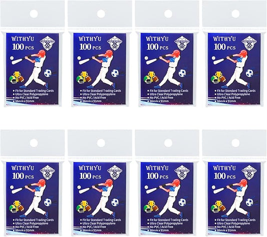 800 Pcs Soft Trading Card Sleeves, Top Loading Penny Card Sleeves for Standard Cards 2.5" X 3.5"，Ultra-Clear Card Protector for Game Cards, Baseball,Sports Cards,Mini Photos