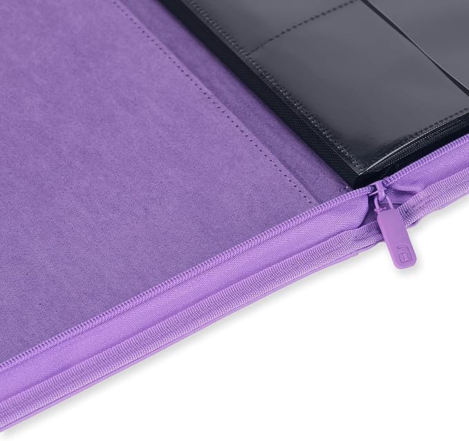 Vault X 12 Pocket Zip Binder, 480 Cards, Exo-Tec Material, 20 Side-Loading Pages (Purple)