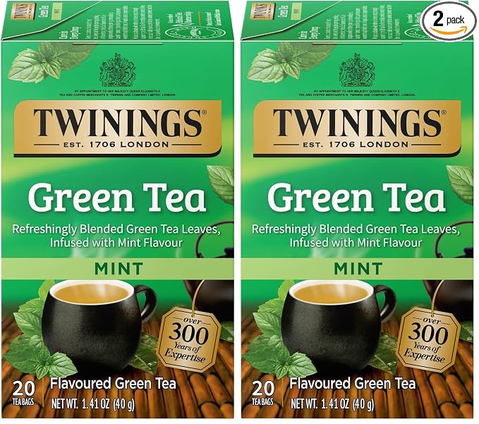 TWININGS TEA, TEA,GREEN,MINT 20 BAG (Pack of 2)