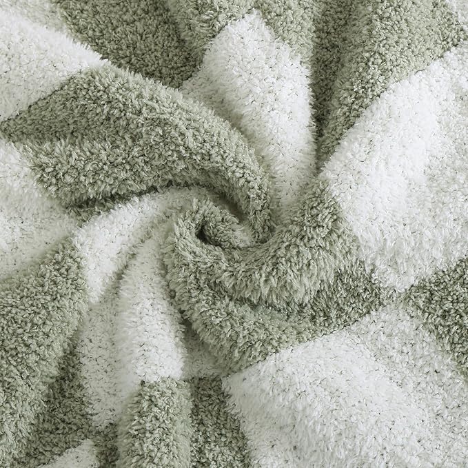 Soft Checkered Throw Blanket for Couch-Cozy Warm Knitted Blankets | Lightweight Fluffy Decor for Boys & Girls, Sofa, Chair, Bed, 30x40in,Sage Green