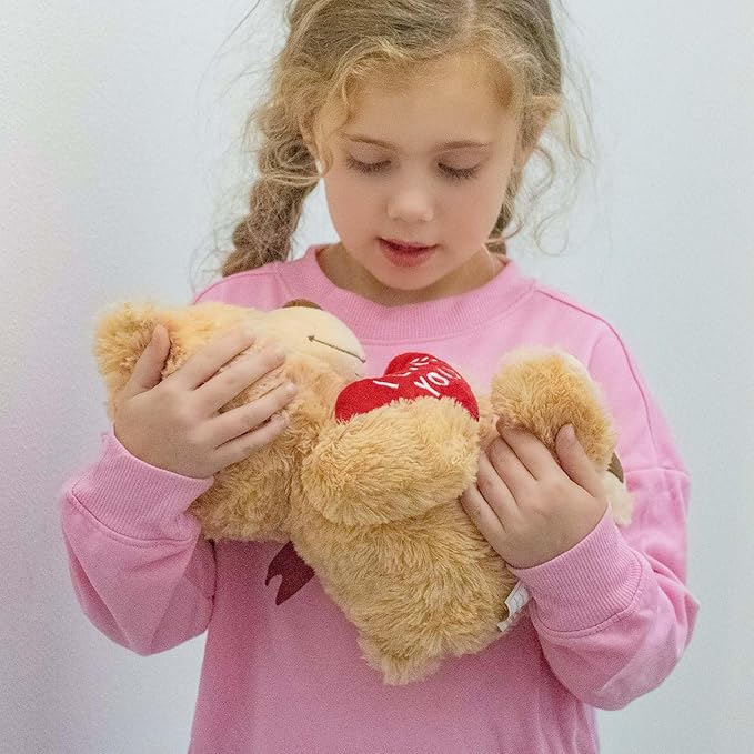 MaoGoLan Small Teddy Bear with Red Heart, 12" I Love You Valentines Teddy Bear Stuffed Animal,Velvet Red Heart Bear Gift for Kids,Girlfriend,Wife